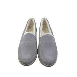 Vionic Lynez Slipper Suede Slip-On Faux Fur Lining Light Grey Womens Size 8.5